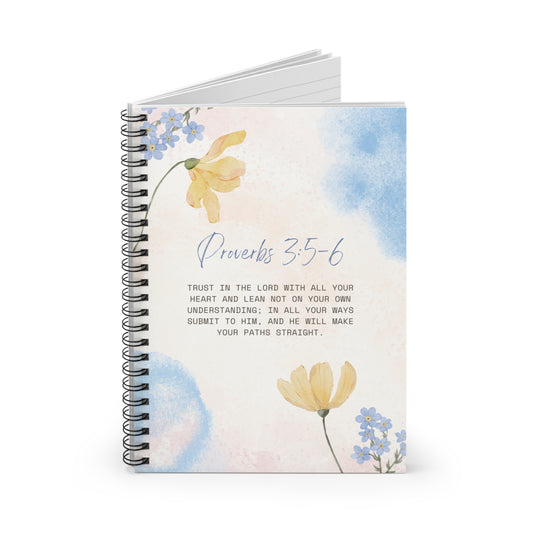 Proverbs 3:5-6 - Floral Spiral Lined Notebook