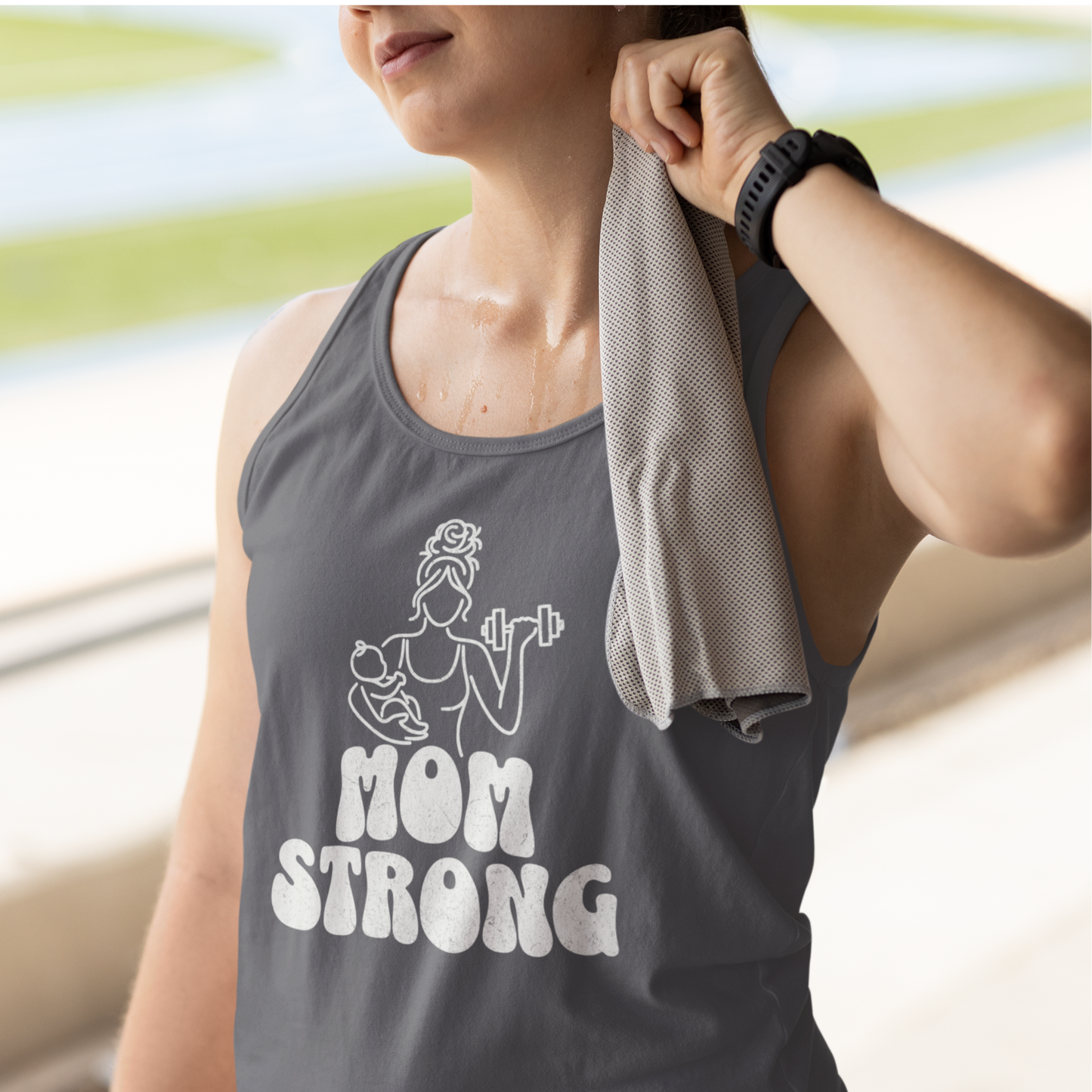 Tank Top Mom Strong Racerback Tank