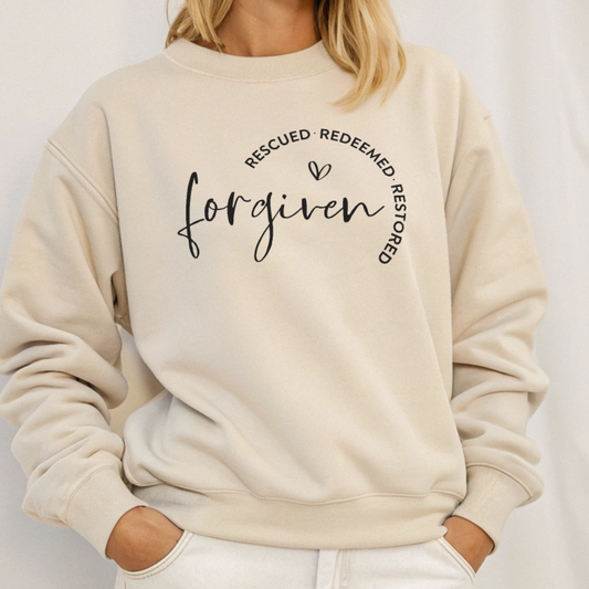 Forgiven, Rescued, Redeemed, Restored - Christian Sweatshirt