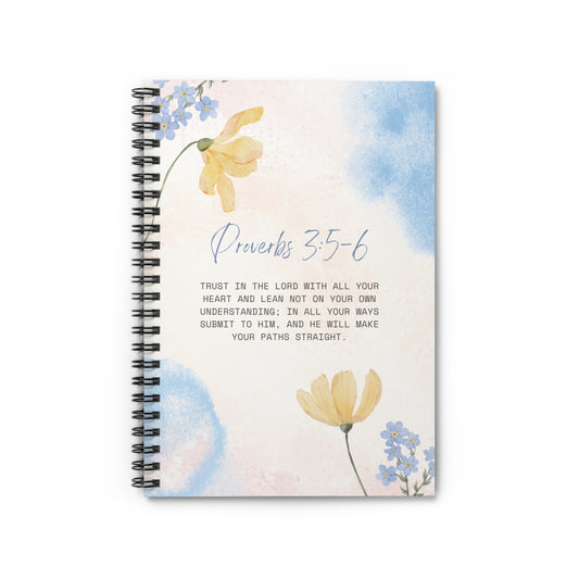 Proverbs 3:5-6 - Floral Spiral Lined Notebook